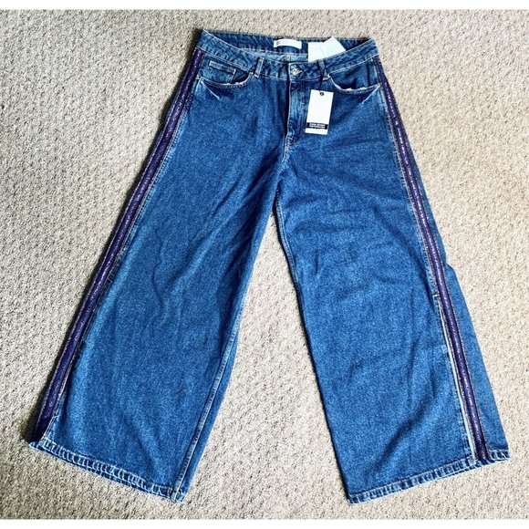 Zara Denim Jeans Extra Wide Leg Z1975 Size 10 32” W x 28” Inseam NEW With Tags - Picture 1 of 4